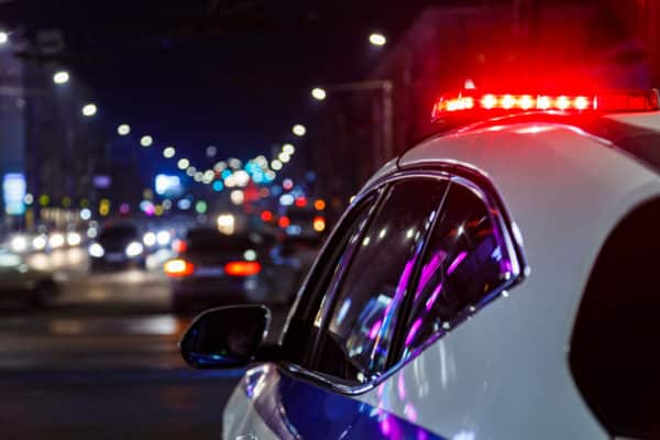 police car lights in night