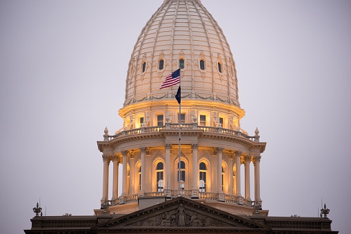 Night Falls Capital Building Lansing Michigan