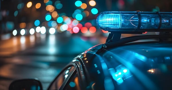 police car lights at night