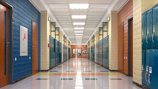 School corridor with lockers